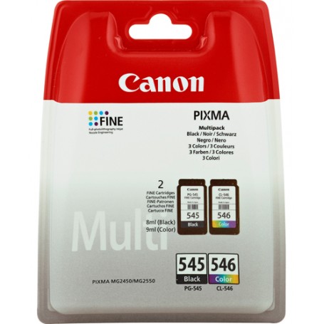 Canon PG-545/CL-546 Multipack cartuccia d'inchiostro 2 pz Originale Nero, Ciano, Magenta, Giallo (8287B006)