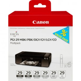 Canon PGI-29 MBK/PBK/DGY/GY/LGY/CO cartuccia d'inchiostro Originale Nero, Grigio scuro, Grigio, Grigio chiaro, Nero o (4868B018)