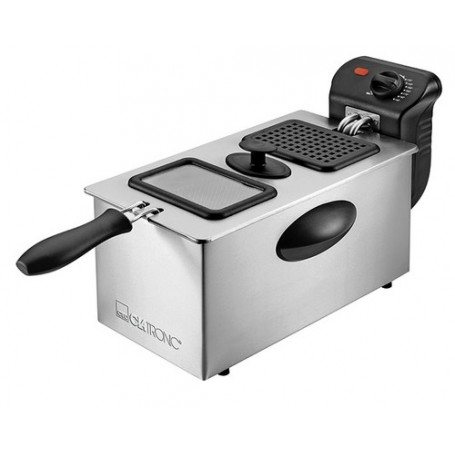 Clatronic FR 3587 Singolo 3 L Indipendente 2000 W Friggitrice Nero, Acciaio inossidabile (263685)