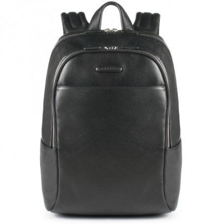 Piquadro CA3214B2/MO zaino Nero Pelle, Poliestere (CA3214B2/MO)