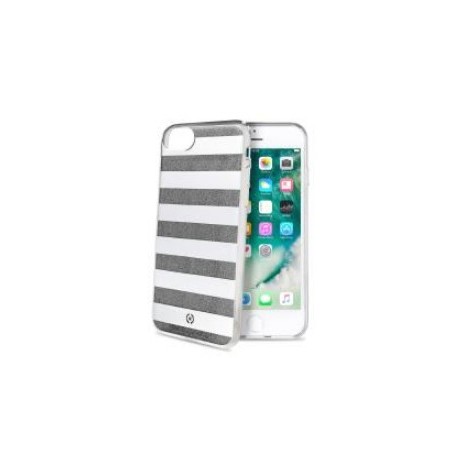 Celly STRIPES800BK custodia per cellulare 11,9 cm (4.7") Cover a guscio Nero, Bianco (STRIPES800BK)
