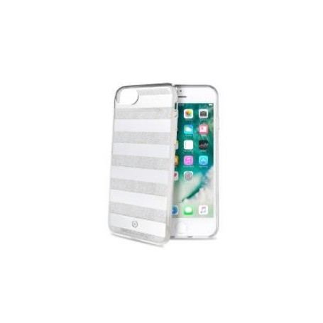 Celly STRIPES800SV custodia per cellulare 11,9 cm (4.7") Cover a guscio Argento, Bianco (STRIPES800SV)