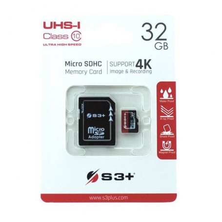 32GB S3+ MICROSD WITH SD ADAPTOR (S3SDC10U1/32GB)