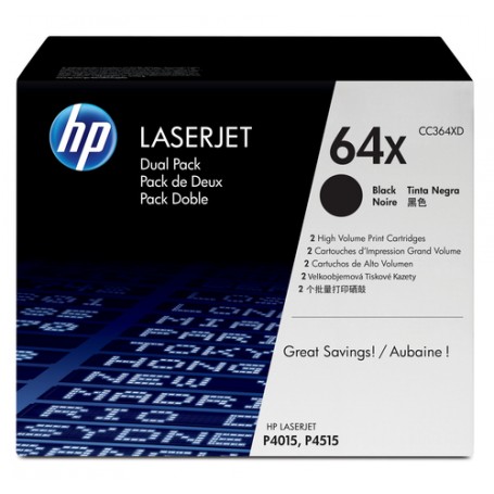 HP 64X 2-pack High Yield Black Original LaserJet Toner Cartridges cartuccia toner 2 pz Originale (CC364XD)