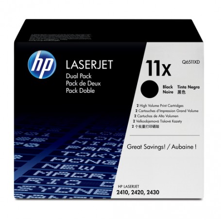 HP 11X 2-pack High Yield Black Original LaserJet Toner Cartridges cartuccia toner 2 pz Originale Nero (Q6511XD)