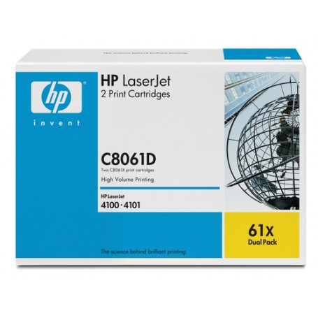 HP 61X 2-pack High Yield Black Original LaserJet Toner Cartridges with Smart Printing Technology cartuccia toner 2 pz O (C8061D)