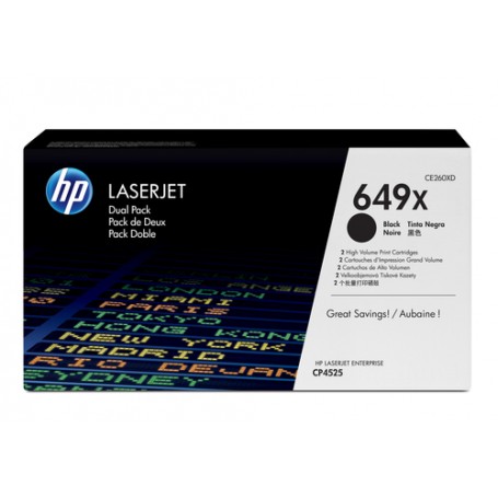 HP 649X 2-pack High Yield Black Original LaserJet Toner Cartridges cartuccia toner 2 pz Originale (CE260XD)