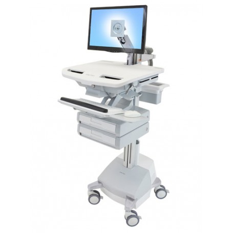 Ergotron StyleView Alluminio, Grigio, Bianco Pannello piatto Carrello multimediale (SV44-1221-2)