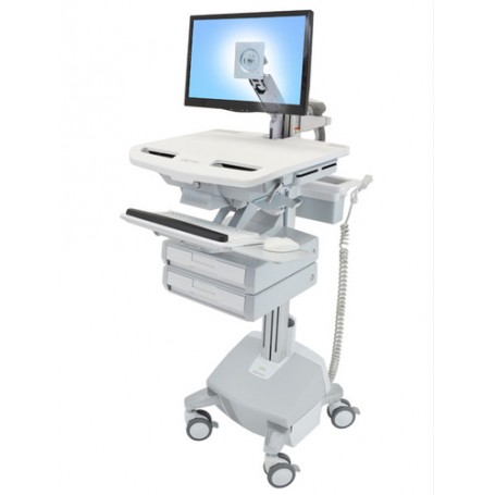 Ergotron StyleView Alluminio, Grigio, Bianco Pannello piatto Carrello multimediale (SV44-1222-2)