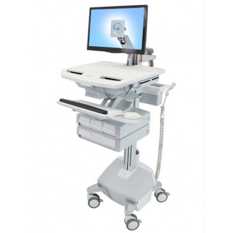 Ergotron StyleView Alluminio, Grigio, Bianco Pannello piatto Carrello multimediale (SV44-1242-2)