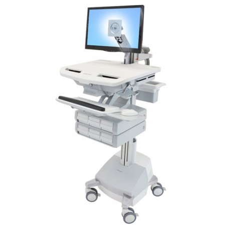 Ergotron StyleView Alluminio, Grigio, Bianco Pannello piatto Carrello multimediale (SV44-1261-2)