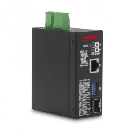 ROLINE Industrie Konverter, 10/100/1000T - 100/1000F convertitore multimediale di rete (21.13.1149)