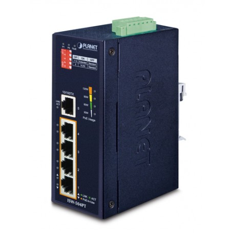 PLANET ISW-504PT switch di rete Non gestito L2 Fast Ethernet (10/100) Supporto Power over Ethernet (PoE) Nero (ISW-504PT)