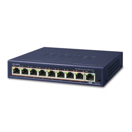PLANET GSD-908HP switch di rete Non gestito Gigabit Ethernet (10/100/1000) Supporto Power over Ethernet (PoE) Blu (GSD-908HP)