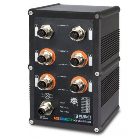 PLANET IGS-604HPT-M12 switch di rete Gestito L2+ Supporto Power over Ethernet (PoE) Nero (IGS-604HPT-M12)