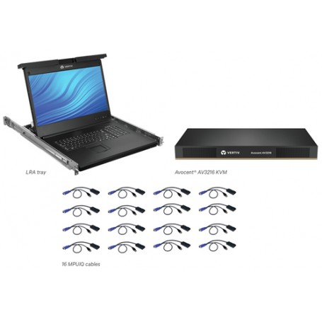 Vertiv Avocent LRA185KMM16D-205 console a rack 48,3 cm (19") 1366 x 768 Pixel Plastica, Acciaio Nero (LRA185KMM16D-205)