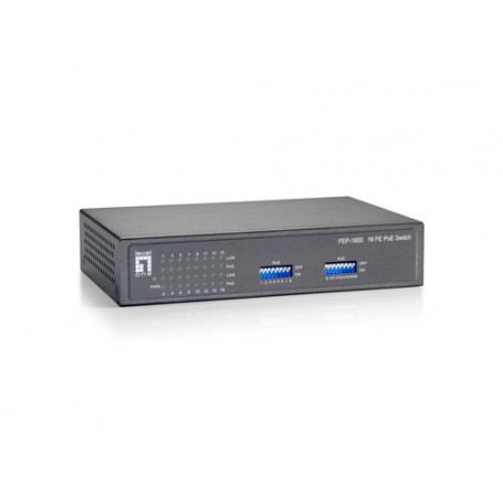 LevelOne FEP-1600W90 switch di rete Fast Ethernet (10/100) Supporto Power over Ethernet (PoE) Grigio (FEP-1600W90)