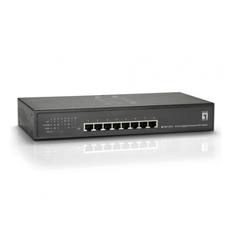 LevelOne GEP-0812W90 switch di rete Gigabit Ethernet (10/100/1000) Supporto Power over Ethernet (PoE) Grigio (GEP-0812W90)