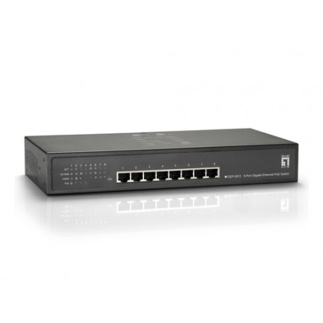 LevelOne GEP-0812W120 switch di rete Gigabit Ethernet (10/100/1000) Supporto Power over Ethernet (PoE) Grigio (GEP-0812W120)