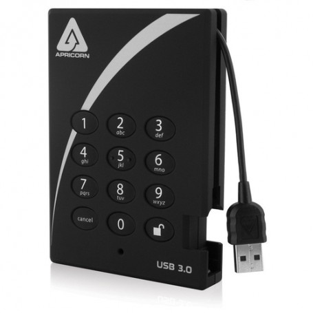 Apricorn Aegis Padlock USB 3.0 500GB disco rigido esterno Nero (A25-3PL256-500)