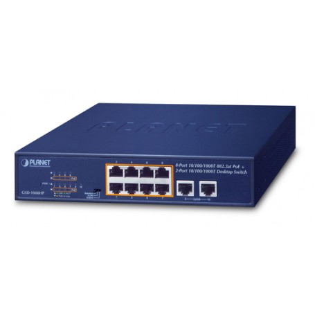 PLANET GSD-1008HP switch di rete Non gestito Gigabit Ethernet (10/100/1000) Supporto Power over Ethernet (PoE) 1U B (GSD-1008HP)