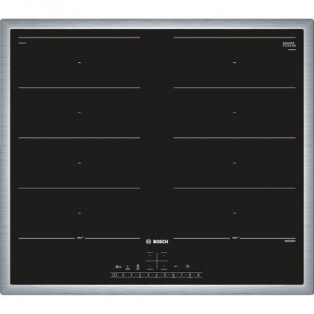 Bosch PXX645FC1E piano cottura Nero, Acciaio inossidabile Da incasso Piano cottura a induzione 4 Fornello(i) (PXX645FC1E)