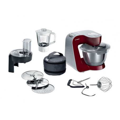 Bosch MUM5 robot da cucina 1000 W 3,9 L Nero, Rosso, Acciaio inossidabile (MUM58CR60)