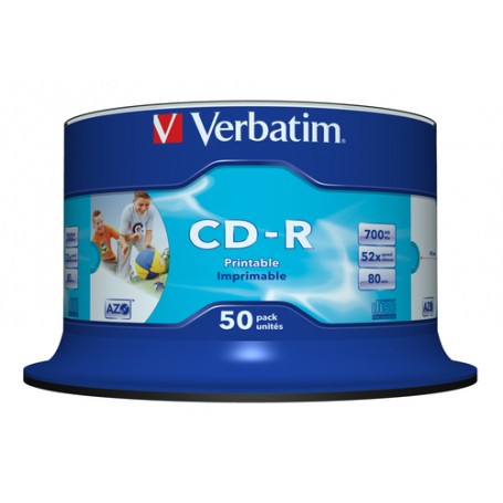 Verbatim CD-R AZO Wide Inkjet Printable no ID 700 MB 50 pz (43438)