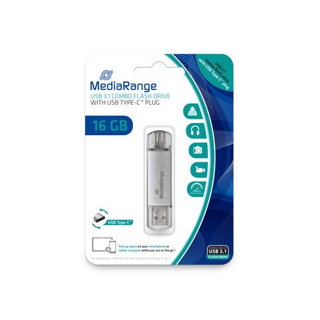 MediaRange MR935 unità flash USB 16 GB USB Type-A / USB Type-C 3.2 Gen 1 (3.1 Gen 1) Argento (MR935)