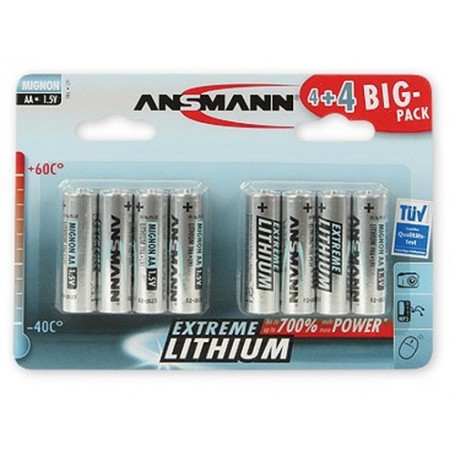 Ansmann 4+4 Lithium AA Batteria monouso Stilo AA Litio (1512-0012)