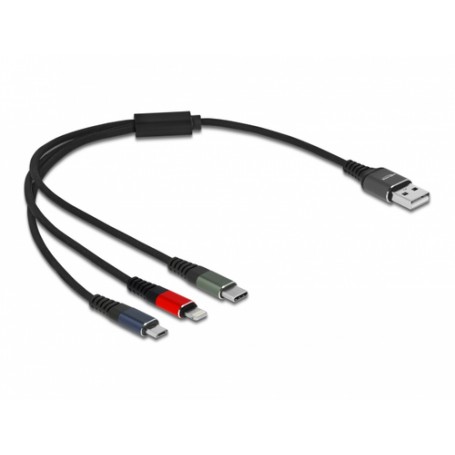 DeLOCK 87236 cavo USB 0,3 m USB 2.0 USB A Micro-USB B/Lightning/Apple 30-pin Nero, Blu, Verde, Rosso (87236)