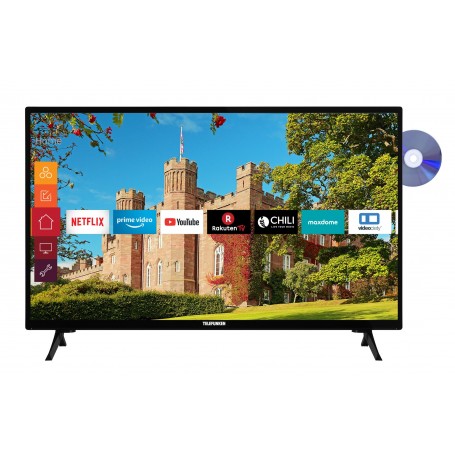 Telefunken XH24J501D TV 24 pollici (Smart TV incl. Prime Video / Netflix / YouTube, HD ready, lettore DVD, fun (XH24J501D_PROMO)