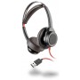 POLY Blackwire 7225 Cuffia Padiglione auricolare USB tipo A Nero, Rosso (211144-01)