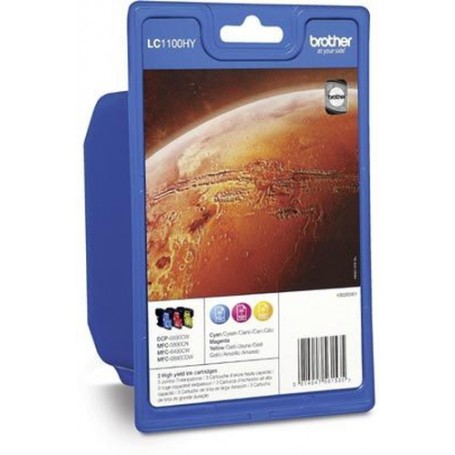 Brother LC1100HY Rainbow-Pack cartuccia d'inchiostro 3 pz Originale Ciano, Magenta, Giallo (LC1100HYRBWBPDR)