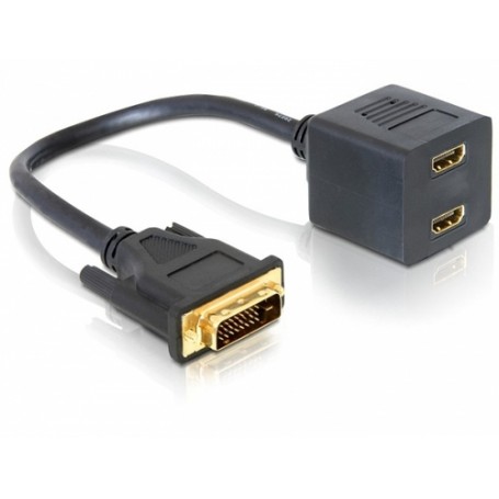 DeLOCK Adapter DVI 25 male  2x HDMI female 0,2 m DVI-D Nero (65069)