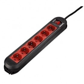 Hama Distribution Panel "Colour", 6-way, black/red Nero, Rosso 6 presa(e) AC 1,5 m (47886)