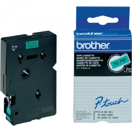 Brother TC-791 nastro per etichettatrice Nero su verde (TC791)