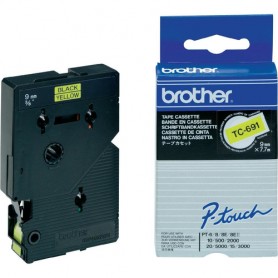 Brother TC-691 nastro per etichettatrice Nero su giallo (TC691)