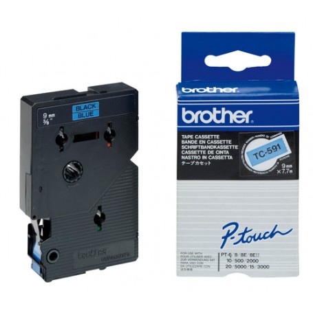 Brother TC-591 nastro per etichettatrice Nero su blu (TC591)