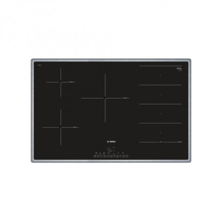 Bosch PXV845FC1E piano cottura Nero, Acciaio inossidabile Da incasso Piano cottura a induzione 5 Fornello(i) (PXV845FC1E)