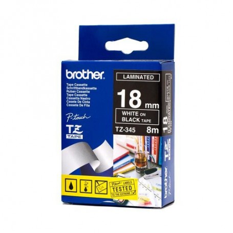 Brother TZ-345 nastro per etichettatrice Bianco su nero (TZ345)