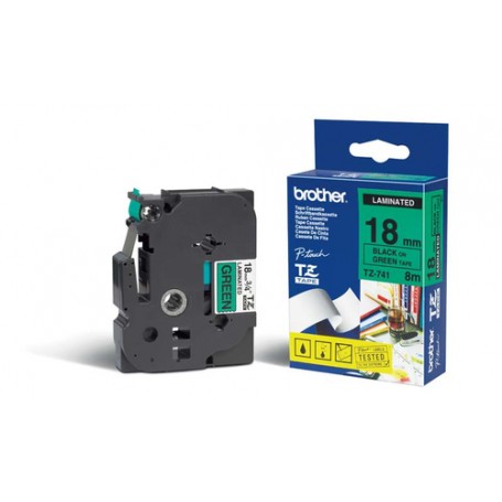 Brother TZ-741 nastro per etichettatrice Nero su verde (TZ741)