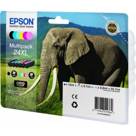 Epson Elephant C13T24384010 cartuccia d'inchiostro 1 pz Originale Nero, Ciano, Ciano chiaro, Magenta chiaro, Mage (C13T24384010)