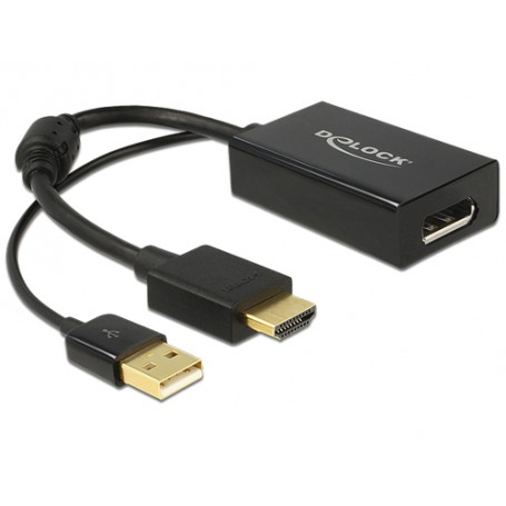 DeLOCK 0.245m HDMI+USB2.0-A/DisplayPort 0,254 m HDMI + USB Nero (62667)