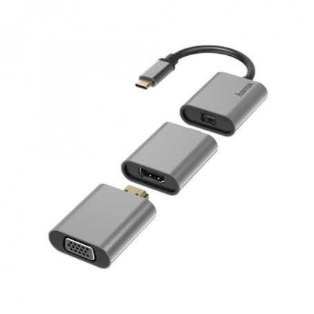 Hama 00200306 cavo e adattatore video 0,15 m USB tipo-C Mini DisplayPort/HDMI/VGA Grigio (00200306)