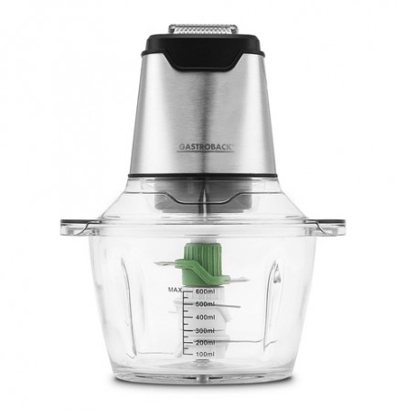 Gastroback Design Mini Chopper Plus tritaverdure elettrico 0,6 L 400 W Acciaio inossidabile, Trasparente (40961)