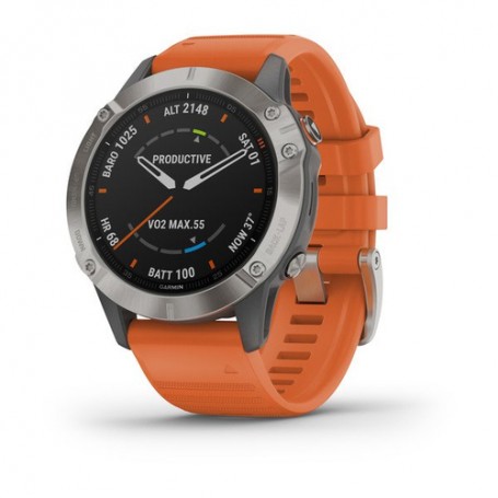Garmin fēnix 6 Sapphire 3,3 cm (1.3") Arancione, Titanio GPS (satellitare) (010-02158-14)