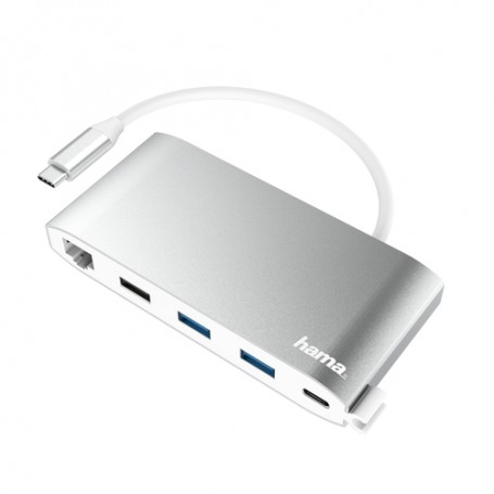 Hama 00200111 hub di interfaccia USB 3.2 Gen 1 (3.1 Gen 1) Type-C 5000 Mbit/s Argento, Bianco (00200111)