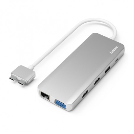 Hama 00200133 hub di interfaccia USB 3.2 Gen 1 (3.1 Gen 1) Type-C 5000 Mbit/s Argento, Bianco (00200133)