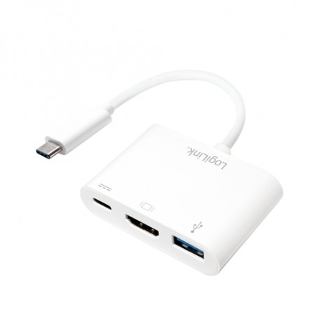 LogiLink 0.14m, 2xUSB-C/HDMI+USB A Bianco (UA0258)